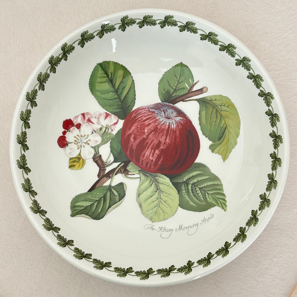 Portmeirion Pomona 10.5" Serving Bowl "The Hoary Morning Apple" w/ leaf border
